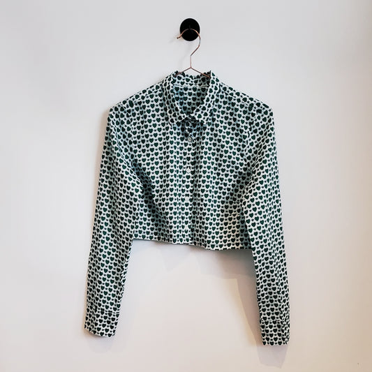 Reworked Vintage Heart and Bee Crop Shirt | Size 8