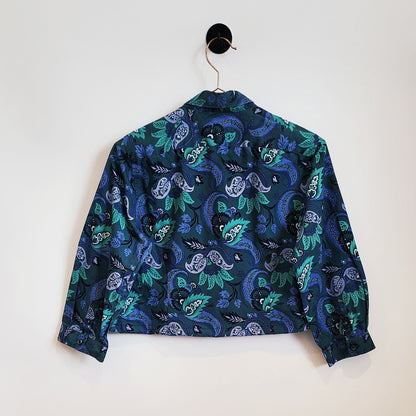 Reworked Vintage Paisley Crop Shirt | Size 8