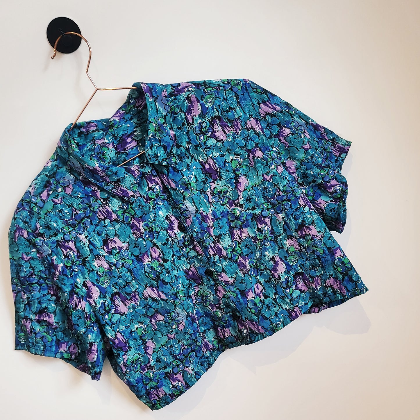 Reworked Upcycled Floral Crop Shirt | Size 10