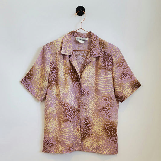 Vintage 80s Animal Print Blouse | Size 12