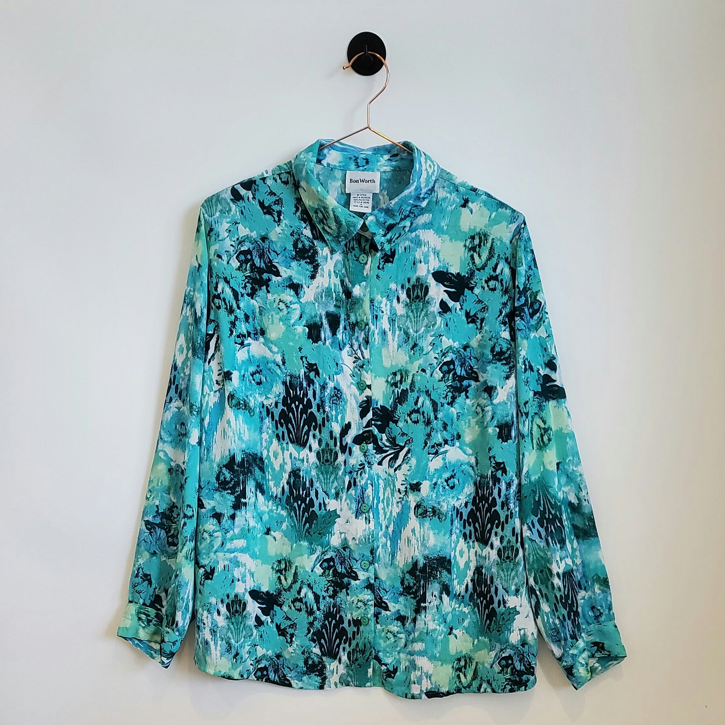 Vintage 90s Abstract Floral Chiffon Blouse | Size 12