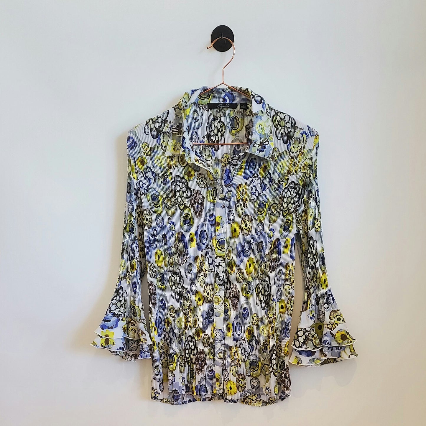 Vintage Y2K Chiffon Crinkle Floral Blouse | Size 12