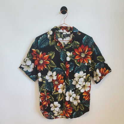 Vintage 80s Floral Hawaiian Shirt | Size 12