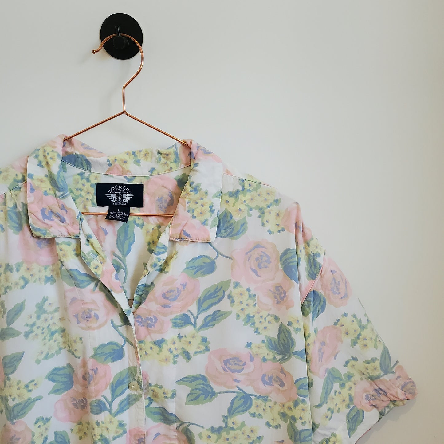 Vintage Rose Print Floral Shirt | Size L