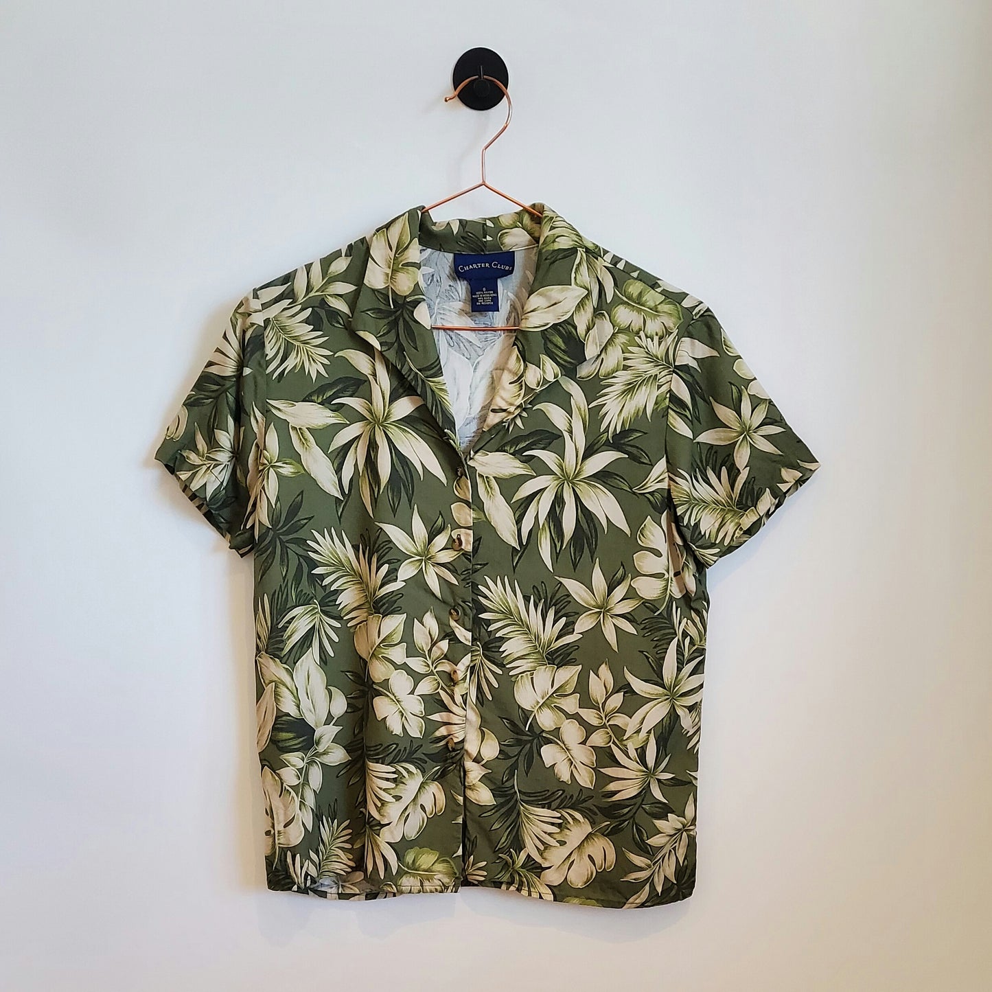 Vintage 80s Boho Floral Hawaiian Beach Shirt | Size 8