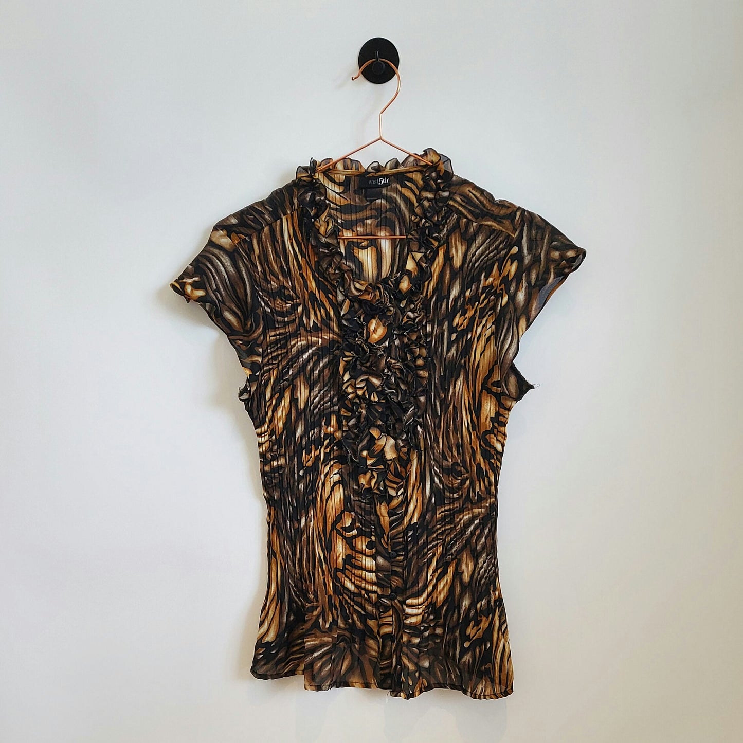 Vintage 90s Animal Print Sheer Blouse | Size 10