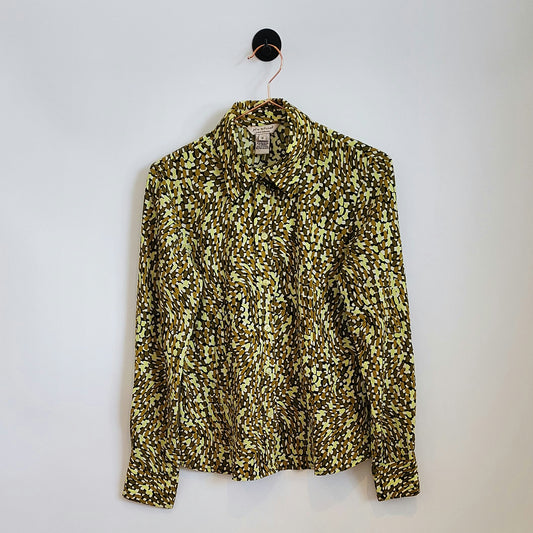 Vintage 80s Abstract Funky Print Blouse | Size 8