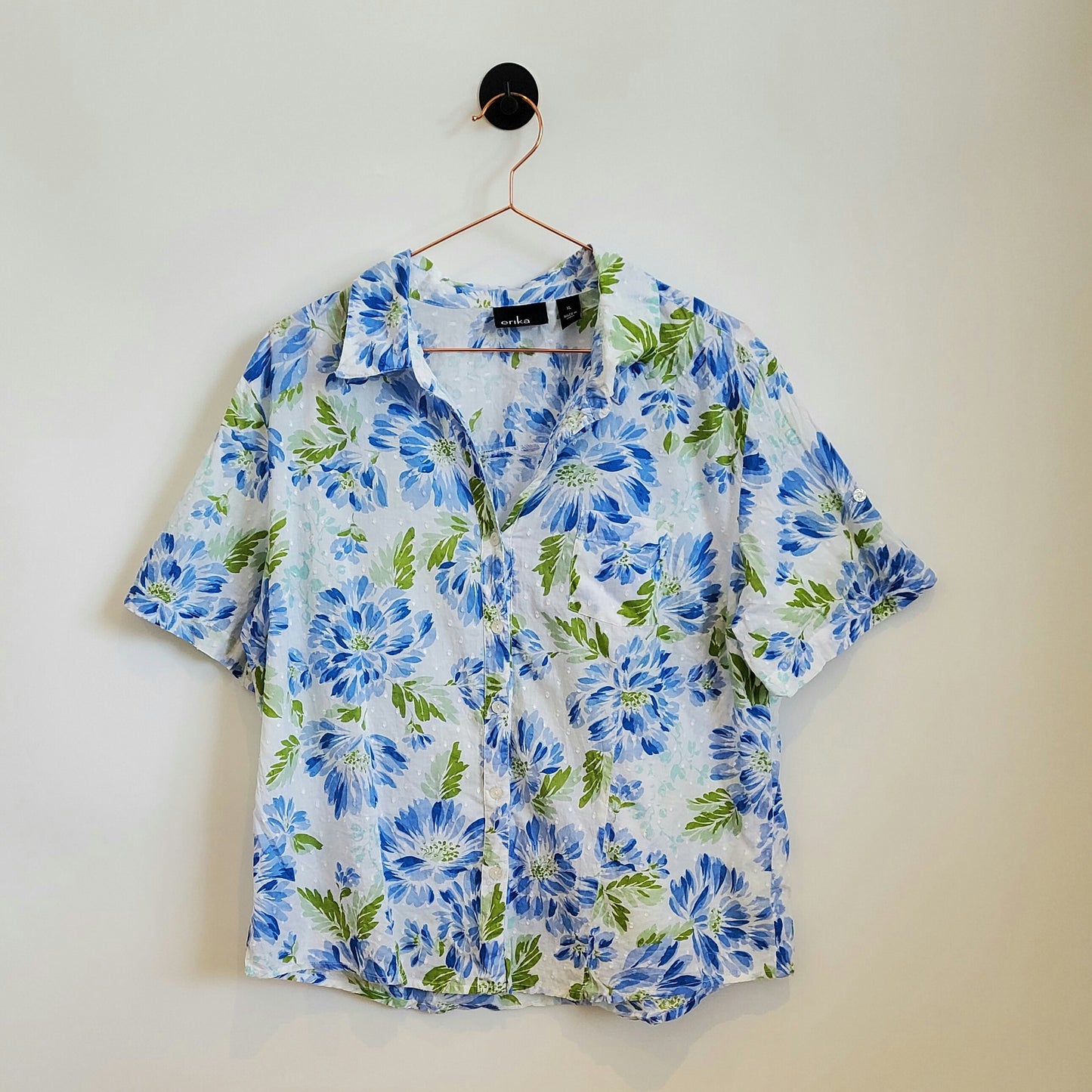 Vintage 90s Floral Short Sleeve Blouse | Size 14