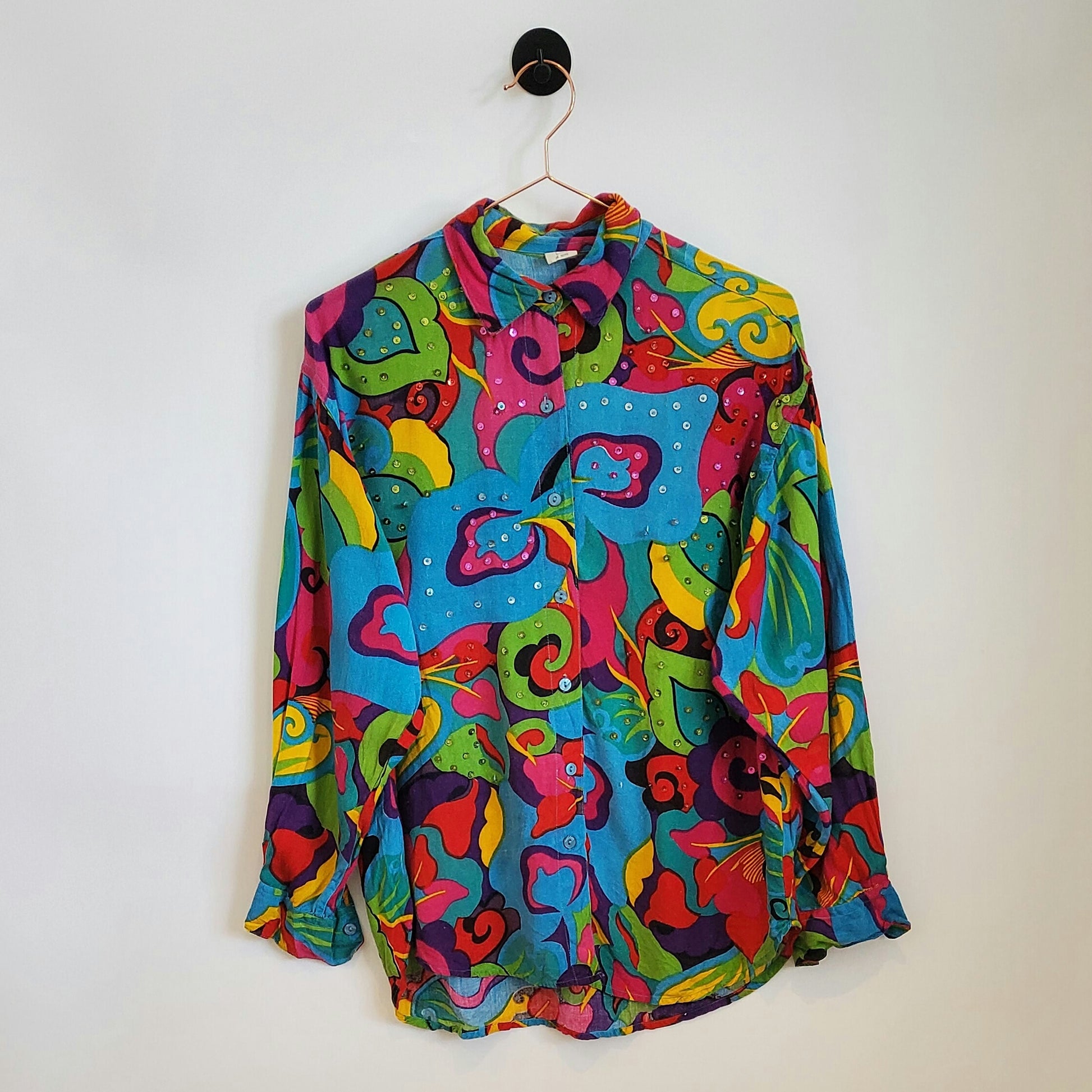 80s print button up shirt