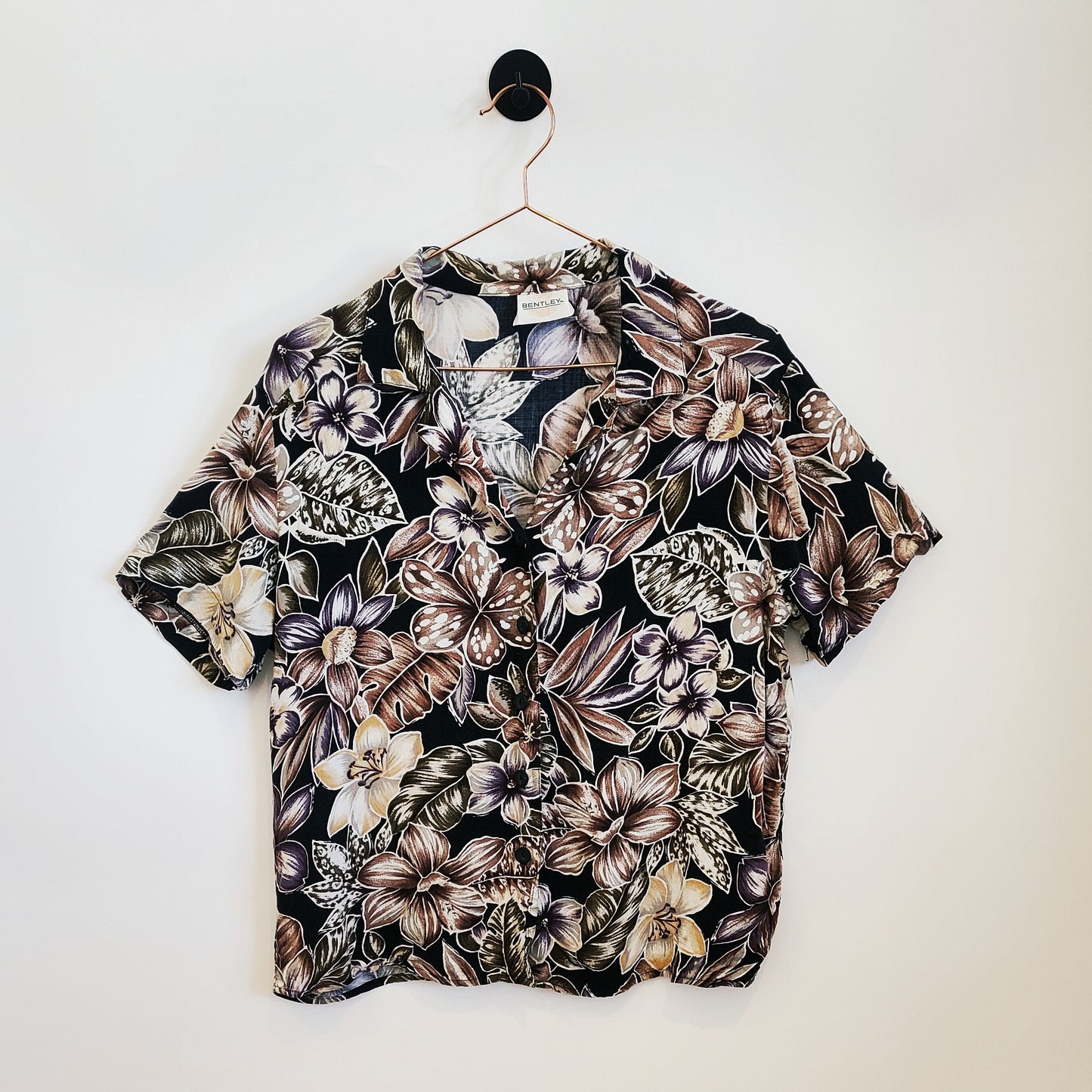 Vintage 90s Floral Hawaiian Blouse | Size 12