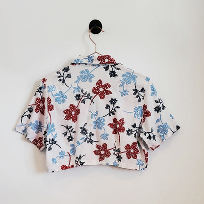 Reworked Vintage Floral Cropped Shirt | Size 8