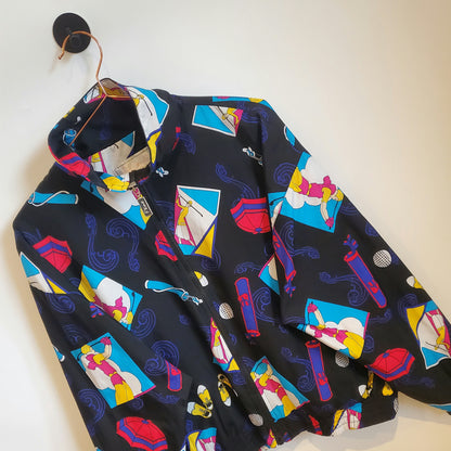 Vintage 80s Golf Pattern Windbreaker Jacket | Size L