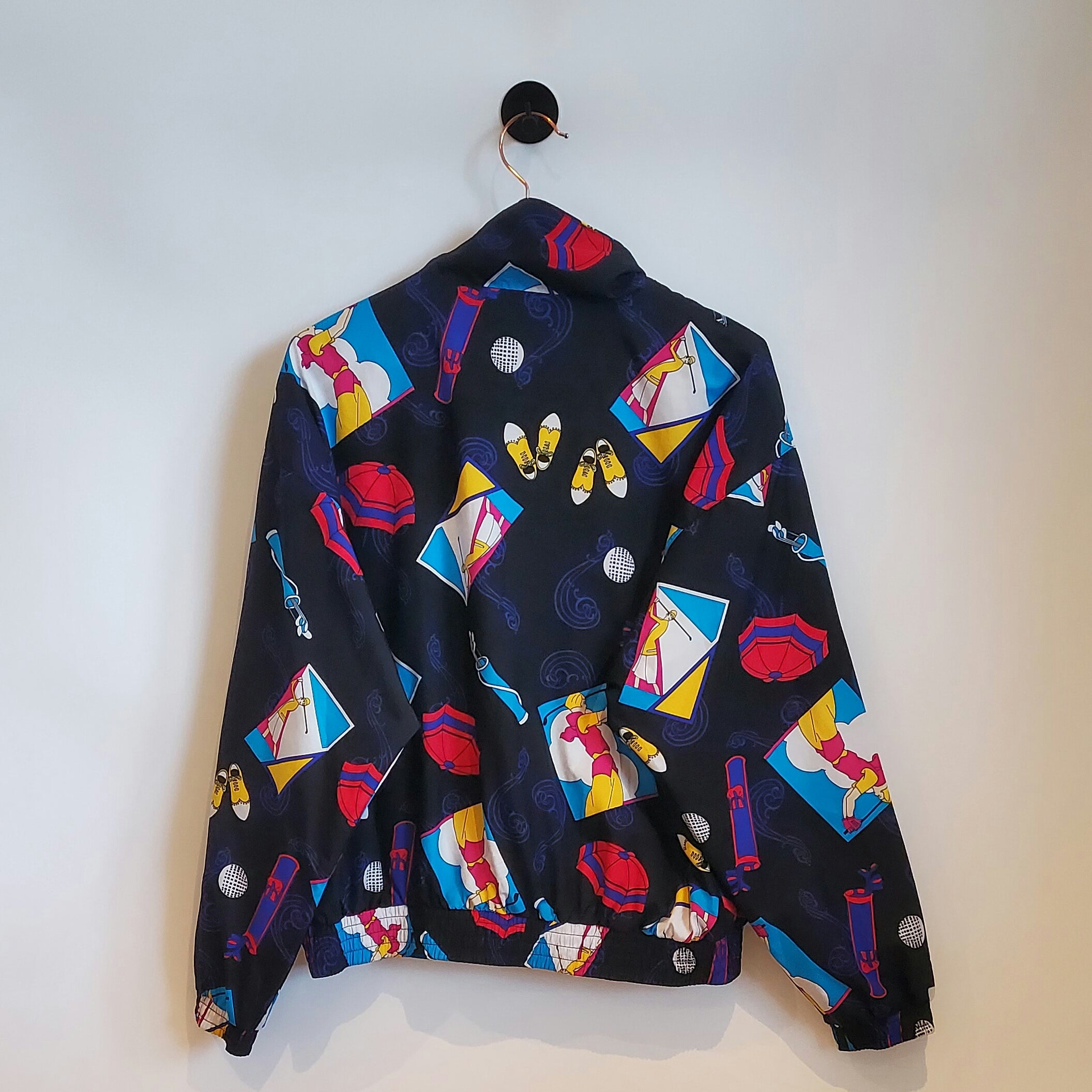 Vintage 80s Golf Pattern Windbreaker Jacket Size L Vintage