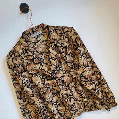 Vintage 80s Funky Leaf Print Lightweight Jacket | Size 14