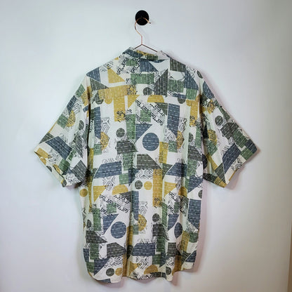 Vintage 90s Abstract Crazy Pattern Festival Shirt | Size XXL