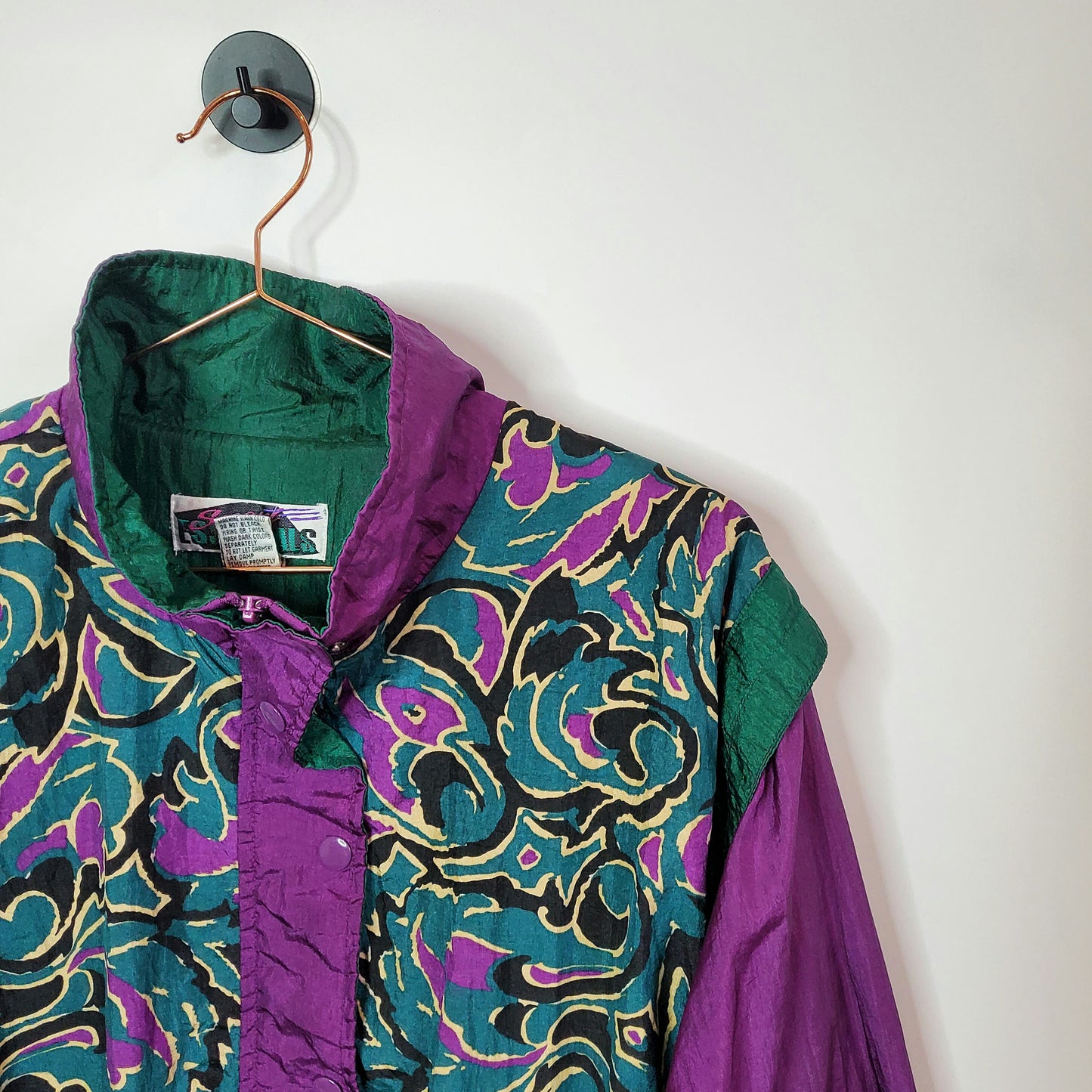 Vintage 90s Funky Pattern Windbreaker Jacket | Size L