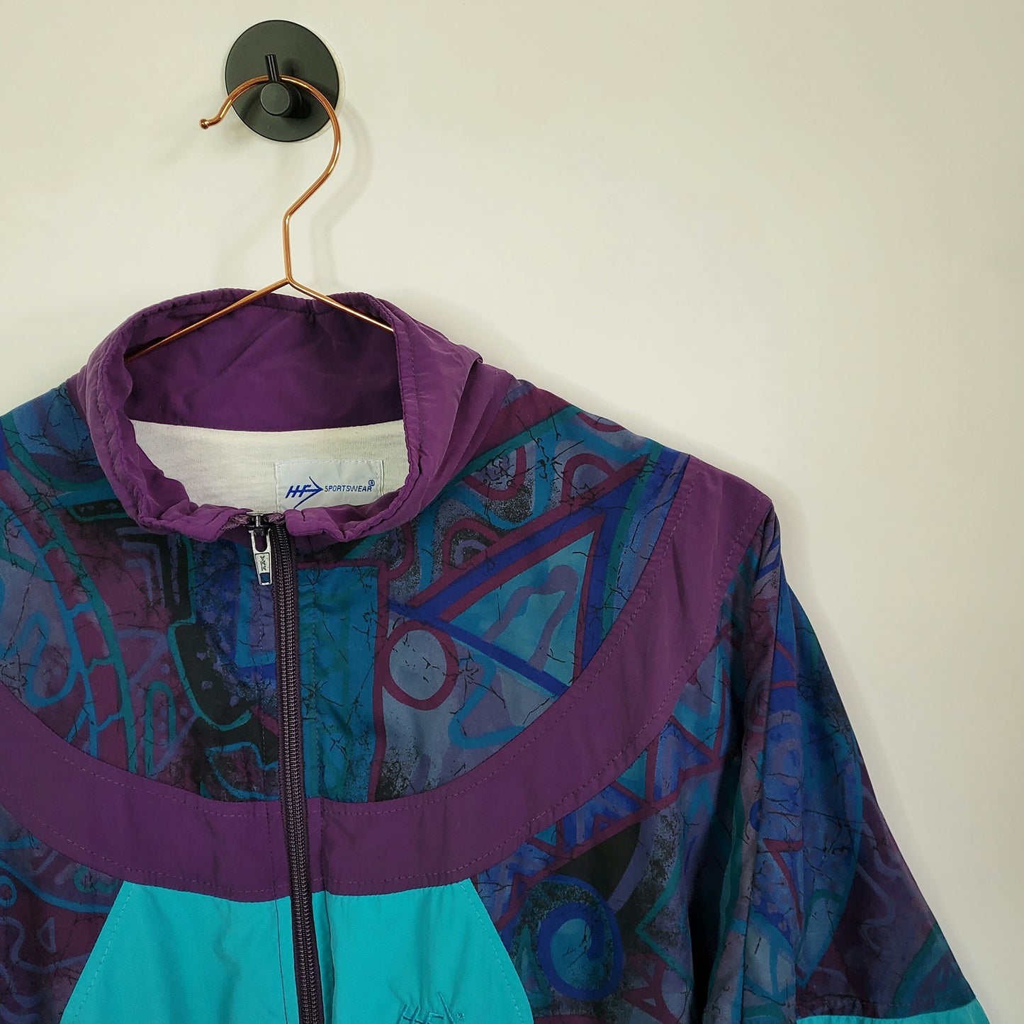 Vintage 90s Funky Print Windbreaker Jacket | Size S