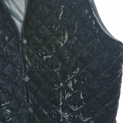 Vintage 90s Quilted Crushed Velvet Waistcoat | Size 16