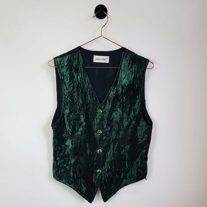 Vintage 80s Crushed Velvet Waistcoat | Size 10