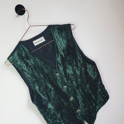 Vintage 80s Crushed Velvet Waistcoat | Size 10