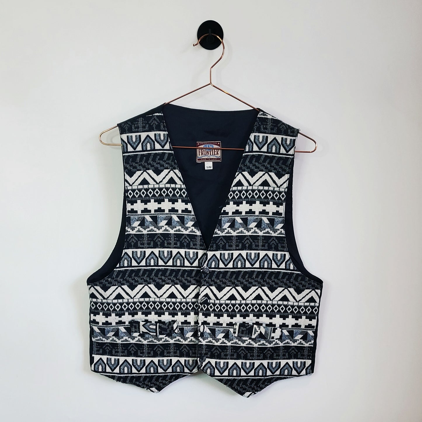 Vintage 90s Aztec Western Print Waistcoat | Size 10