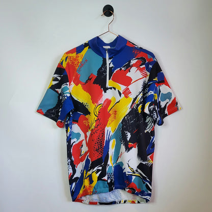 Vintage 90's Funky Print Cycling Jersey | Size L