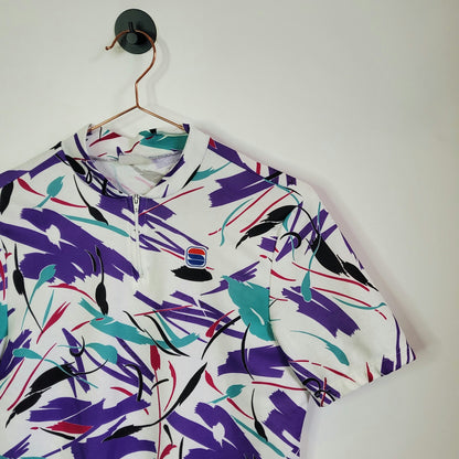 Vintage 90s Funky Pattern Cycling Jersey | Size 12