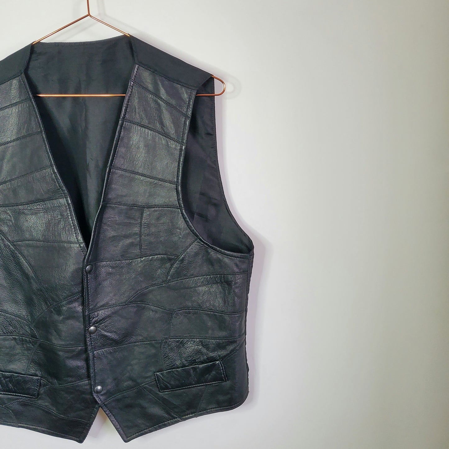 Vintage Leather Front Waistcoat | Size M