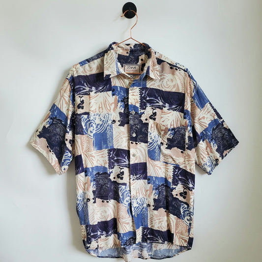 Vintage 90s Funky Pattern Festival Shirt | Size L