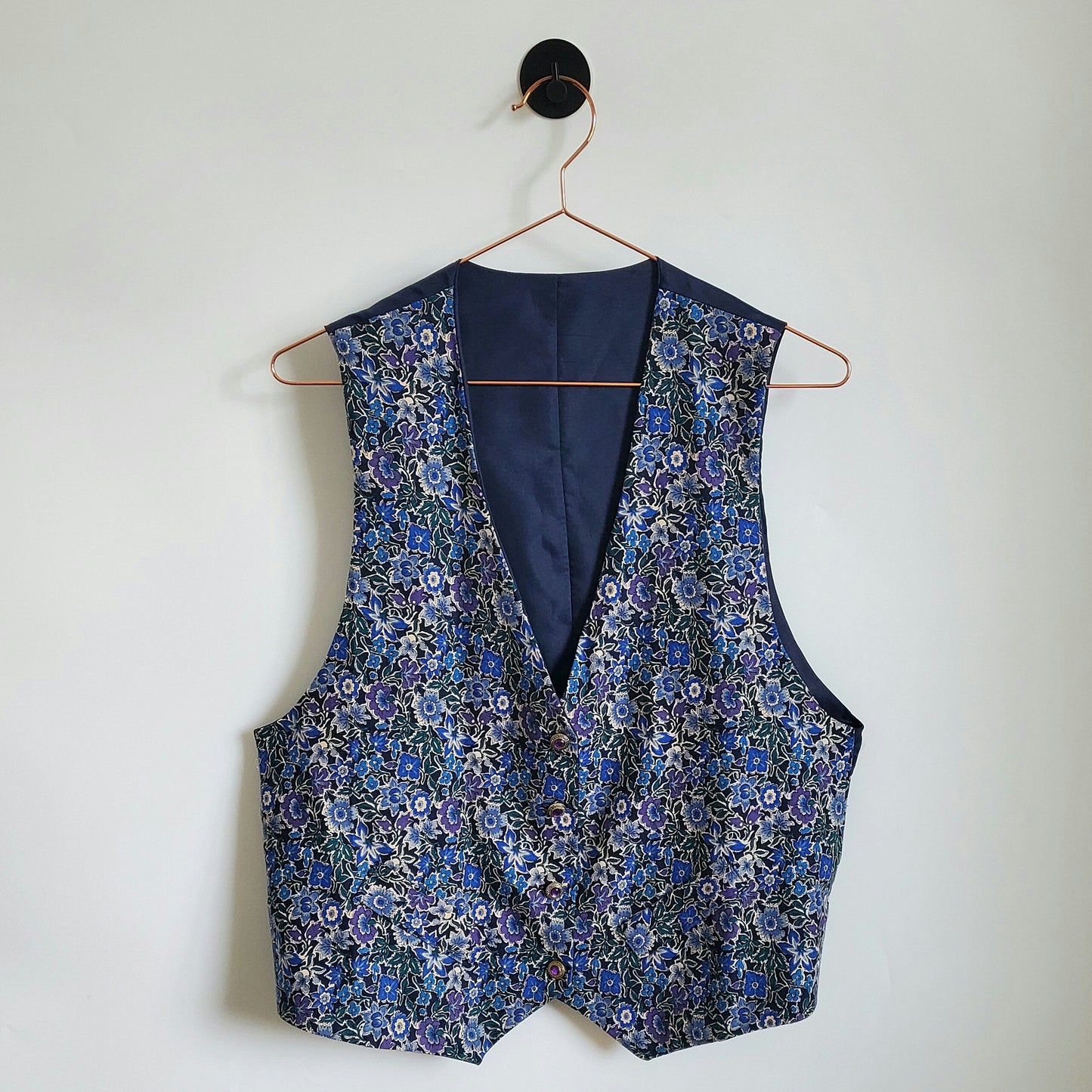 Vintage 90s Floral Jewel Button Waistcoat | Size 10