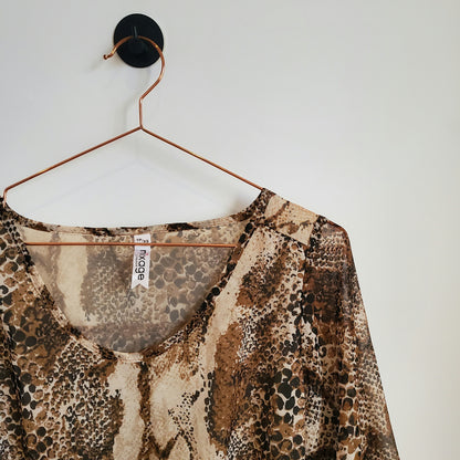 Vintage Y2K Snake Print Chiffon Top | Size 8