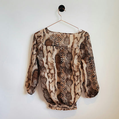 Vintage Y2K Snake Print Chiffon Top | Size 8