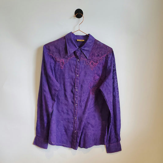 Vintage 90s Wrangler Western Boho Shirt | Size 10