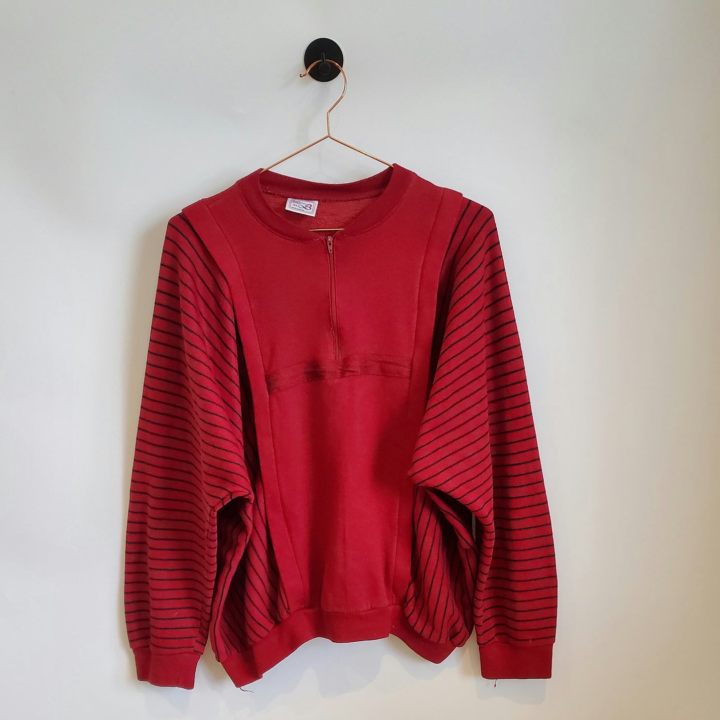 Vintage 80s Batwing Striped Jumper | Size XL