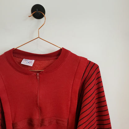 Vintage 80s Batwing Striped Jumper | Size XL