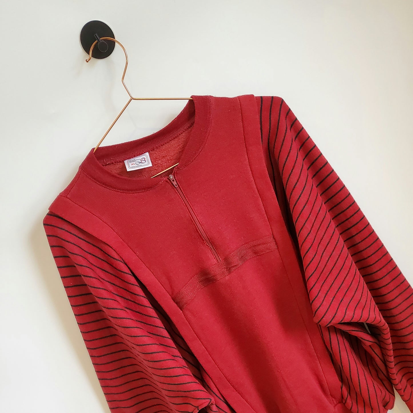 Vintage 80s Batwing Striped Jumper | Size XL