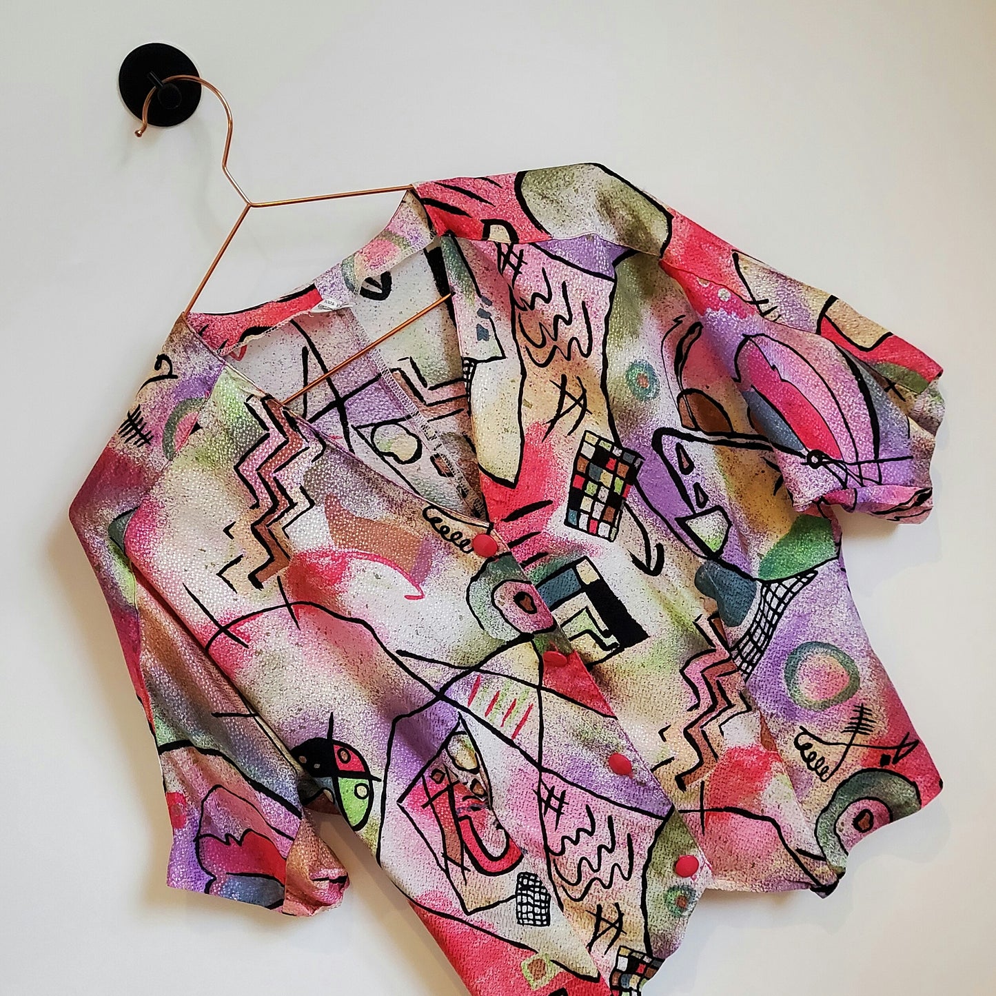 Vintage 80s Funky Print Batwing Top | Size 10