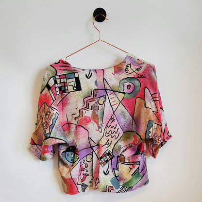 Vintage 80s Funky Print Batwing Top | Size 10