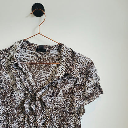 Vintage Y2K Animal Print Chiffon Top | Size 12