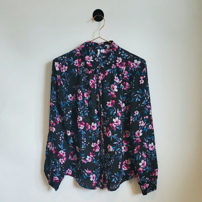 Vintage Y2K ELLE Floral Chiffon Top | Size 12