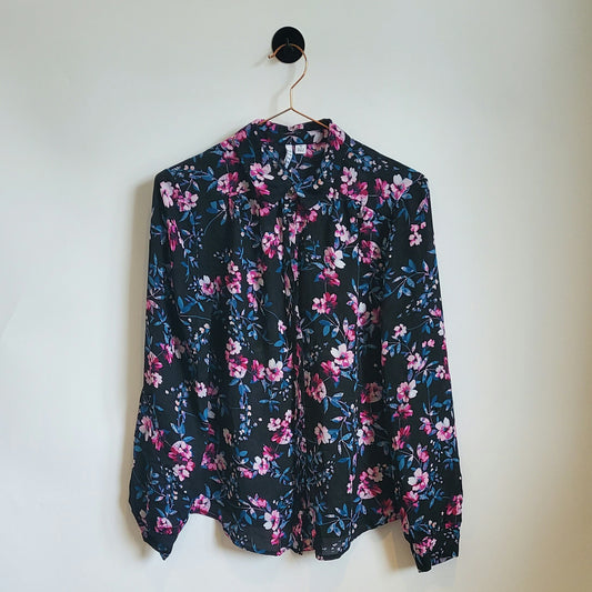 Vintage Y2K ELLE Floral Chiffon Top | Size 12