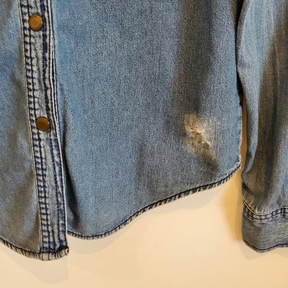 Vintage Y2K Distressed Denim Shirt | Size 6