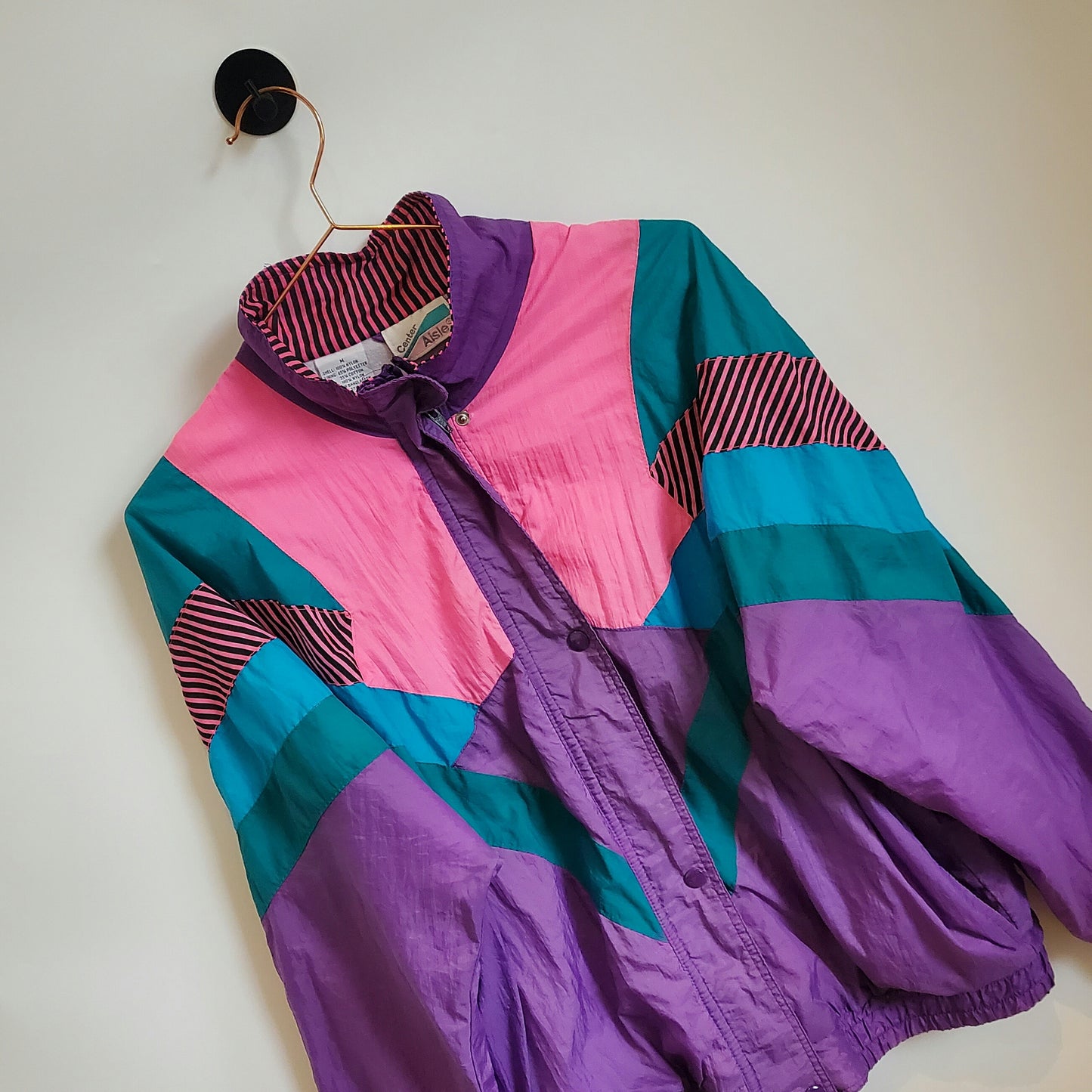 Vintage 80s Funky Pattern Windbreaker Jacket | Size M