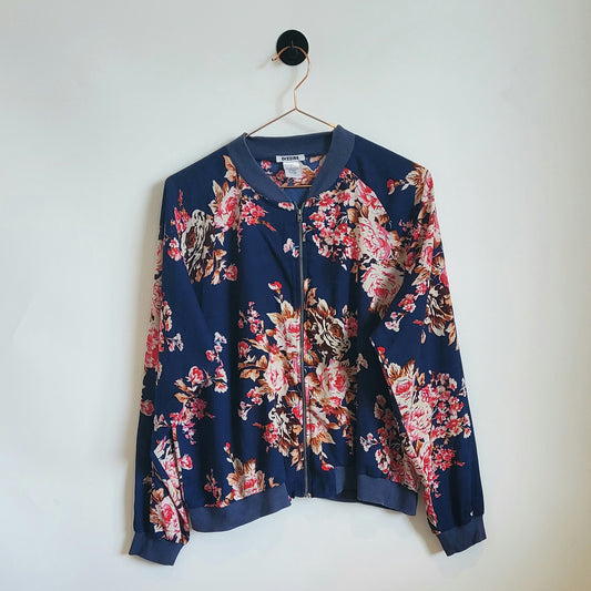 Vintage Y2K Floral Print Chiffon Jacket | Size 14