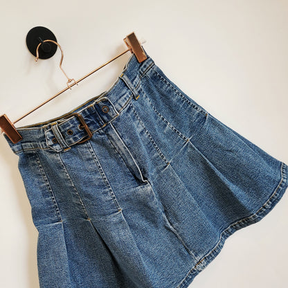 Vintage Y2K Pleated Denim Mini Skirt | Size 10