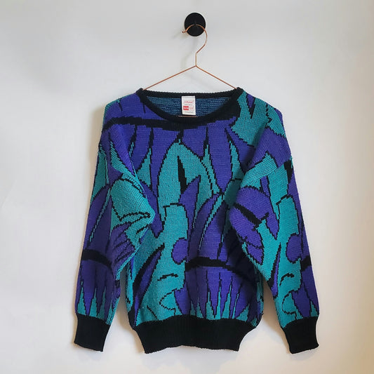 Vintage 80s Funky Pattern Knit Jumper | Size 12