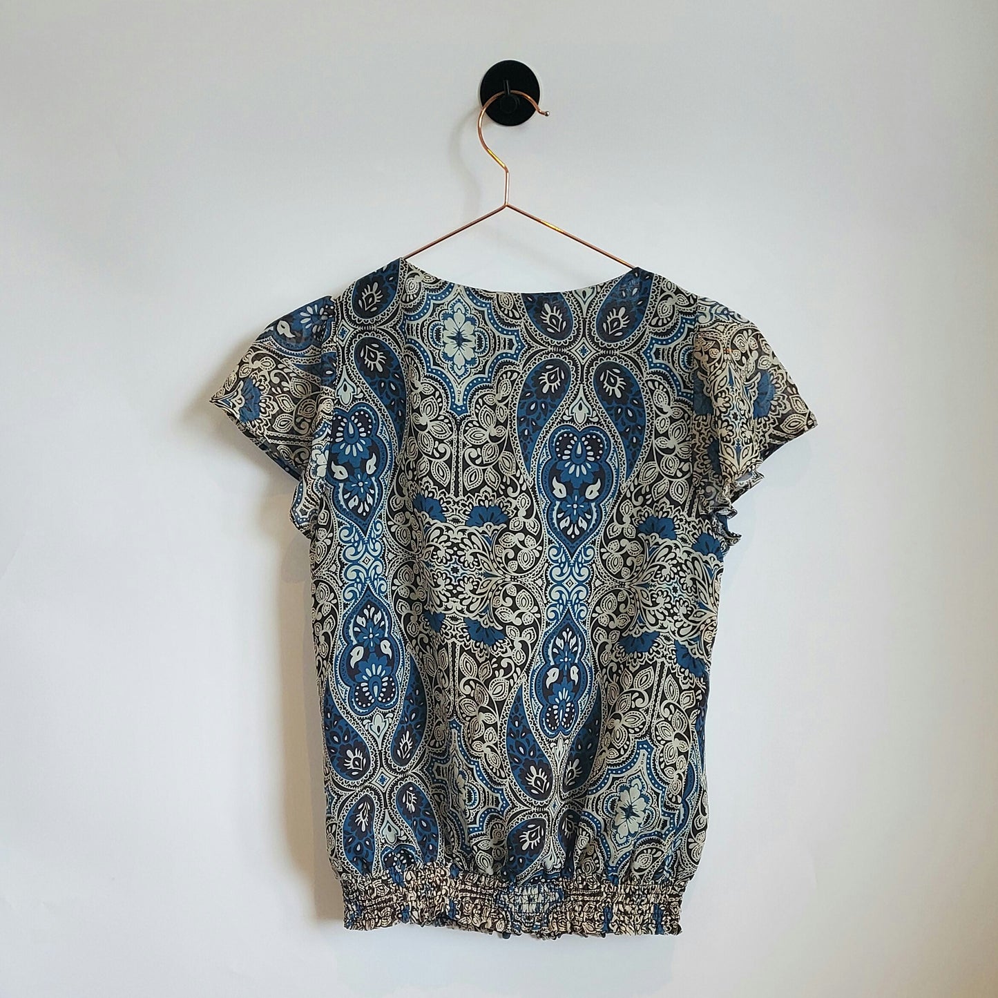 Vintage Y2K Paisley Print Chiffon Top | Size 8