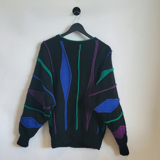 Vintage 80s Funky Pattern Wool Jumper | Size L