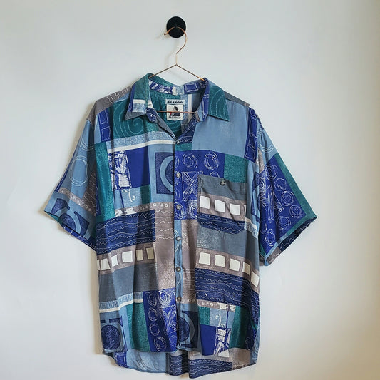 Vintage 90s Funky Pattern Festival Shirt | Size L