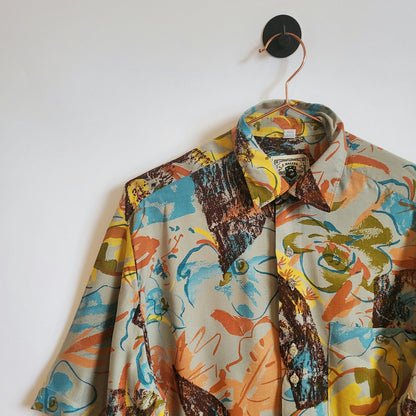 Vintage 90s Crazy Pattern Festival Shirt | Size M